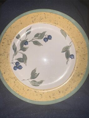 Replacement Blueberry Motif Ceramic Salad/Desert  Plate with Yellow & Green Rim